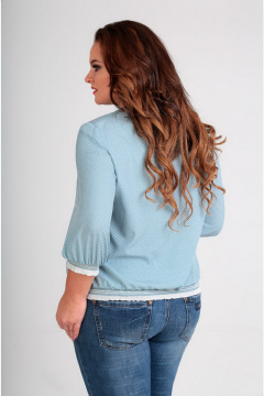 Свободная блуза из текстиля с аппликацией и эластичным поясом Таир-Гранд 62346 мята - фото 4