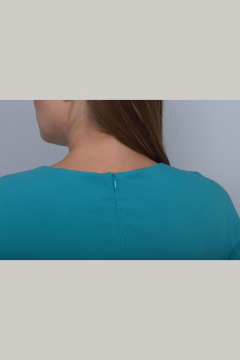 Платье приталенное с объемной юбкой и пышным рукавом Anelli 721 бирюза - фото 5