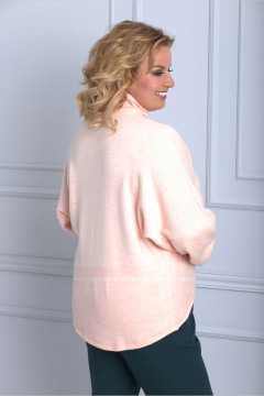 Демисезонный трикотажный джемпер оверсайз с длинным рукавом Anelli 573 розовый - фото 5