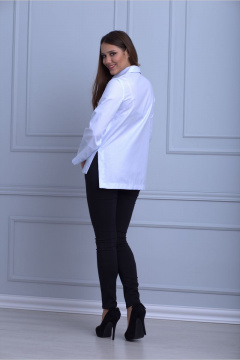 Голубая блузка с гипюровыми вставками и клеш рукавом Anelli 751 голубой - фото 4