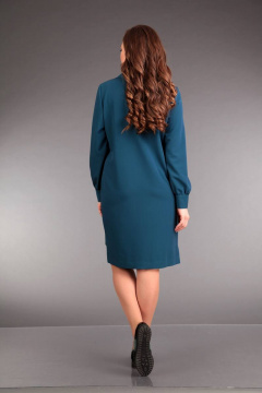 Демисезонное платье из текстиля с жилетом и юбкой Liona Style 571 бирюза - фото 2