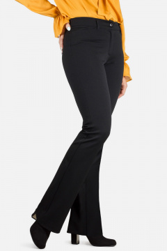 Брюки узкие с клёшом от колена на молнии Mirolia 635 черный - фото 3