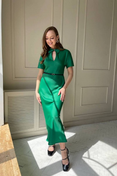 Элегантный плательный платье из атласа с вырезом капелька PUR PUR 11-195 - фото 2