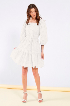 Летнее платье из хлопка с ярусами воланов и подкладкой Butеr 2627 молоко - фото 3