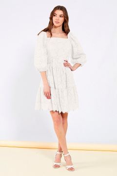 Летнее платье из хлопка с ярусами воланов и подкладкой Butеr 2627 молоко - фото 2