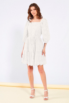 Летнее платье из хлопка с ярусами воланов и подкладкой Butеr 2627 молоко - фото 1