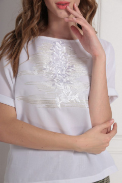 Шифоновая блуза из ткани с дизайнерской вышивкой AMORI 6161 - фото 4