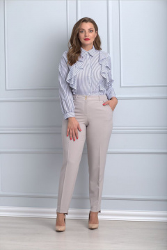 Серая классическая блузка без карманов из текстиля Anelli 732 серый - фото 1