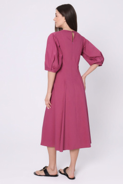 Платье на каждый день хлопковое с объемными рукавами Панда 139080w темно-малиновый - фото 2