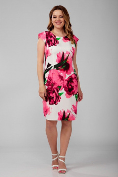 Платье полуприлегающего силуэта с круглым вырезом Nika.PL 04011 розовый - фото 1