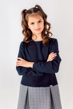 Платье для девочки полуприлегающего силуэта с складками Франтишка Ш-3215Э-22с-13-с78 темно-синий-белая-клетка - фото 4