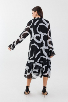 Черное платье из шифона с воланом и регулируемыми рукавами Anelli 1332 черное_сердце - фото 3