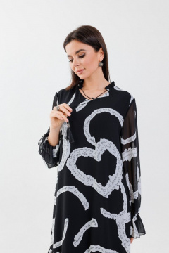 Черное платье из шифона с воланом и регулируемыми рукавами Anelli 1332 черное_сердце - фото 2