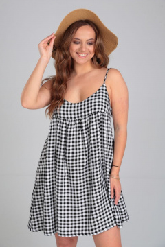 Летний сарафан в черно-белую клетку с глубоким вырезом и открытой спиной Michel chic 2129 черно-белый - фото 1