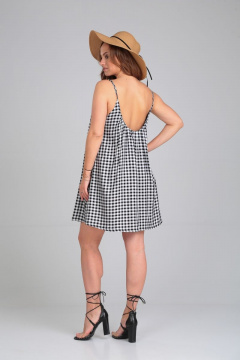 Летний сарафан в черно-белую клетку с глубоким вырезом и открытой спиной Michel chic 2129 черно-белый - фото 5