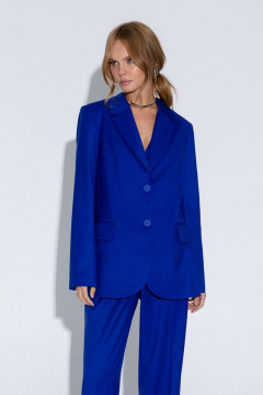 Синий костюм-двойка жакет и брюки палаццо из текстиля PiRS 4524 василек - фото 3