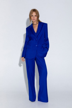 Синий костюм-двойка жакет и брюки палаццо из текстиля PiRS 4524 василек - фото 2