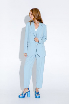 Двойка деловой костюм из текстиля с жакетом и брюками PiRS 4536 голубой - фото 5
