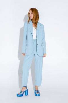 Двойка деловой костюм из текстиля с жакетом и брюками PiRS 4536 голубой - фото 3