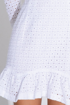 Летнее платье из хлопкового ришелье с отложной талией PiRS 4599 белый - фото 5