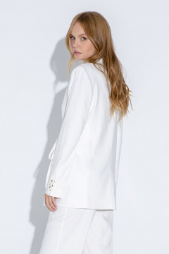 Леняной жакет с застежкой-завязкой для делового образа PiRS 4613 молочный - фото 4