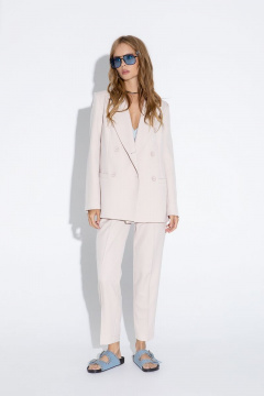 Брюки классические укороченные с мягкими складками из текстиля PiRS 4638 светло-бежевый - фото 1