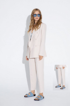 Брюки классические укороченные с мягкими складками из текстиля PiRS 4638 светло-бежевый - фото 5