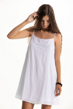 Платье А-силуэта без рукавов с кружевом и бретелями Golden Valley 4897 белый - фото 2