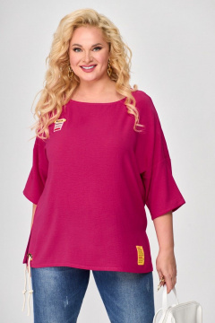 Блуза летняя бохо женская с коротким рукавом и карманами Abbi 4007 фуксия - фото 1