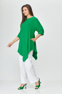 Блуза женская летняя ассиметричная свободного силуэта Abbi 4008 изумрудный - фото 5