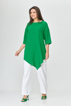 Блуза женская летняя ассиметричная свободного силуэта Abbi 4008 изумрудный - фото 4