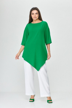 Блуза женская летняя ассиметричная свободного силуэта Abbi 4008 изумрудный - фото 3