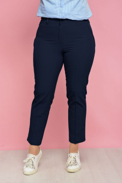 Синие деловые брюки с разрезами из текстиля Anelli 228 синий - фото 2