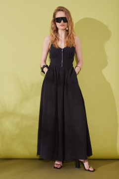 Летний сарафан из легкой вискозы с застежкой и подрезом DAVYDOV 6271 черный - фото 1