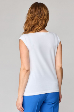 Белая хлопковая блуза с печаткой для повседневной носки БелЭльСтиль 479-1_43_22 салат - фото 4