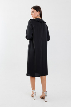 Платье из вискозы с отложным воротником и съемным поясом Anelli 1274 черный - фото 3