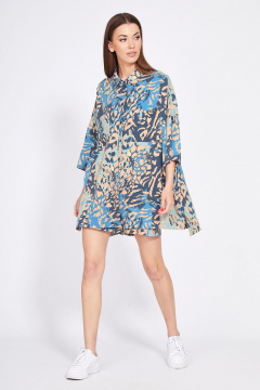 Блуза оверсайз и шорты из плательной ткани с принтом EOLA 2367 персик_синий_беж - фото 2