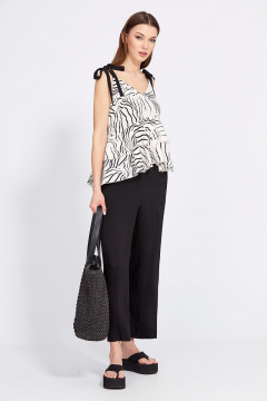 Топ А-образного силуэта с бретелями-завязками EOLA 2437 молочный_рисунок - фото 4