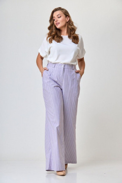 Брюки из хлопка с высокой посадкой и ремнем Anelli 1299.2 розовая_долина - фото 1