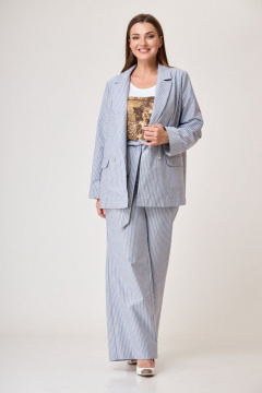 Летние брюки из 100% хлопка с поясом и боковыми карманами Anelli 1299.2 полоска_перламутр - фото 2