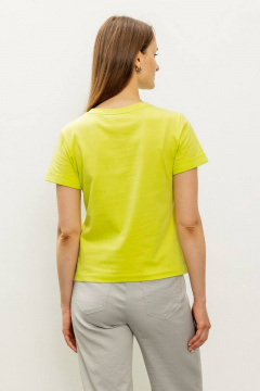 Полуприлегающий желтый джемпер с коротким рукавом и печатью Femme & Devur 30731 1.46F(170) - фото 5