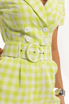 Комбинезон с рельефами и накладными карманами из льна Golden Valley 1071 лимонный - фото 4