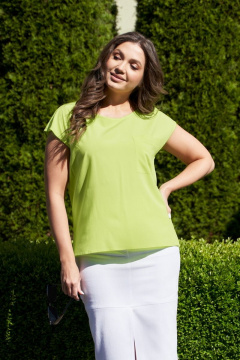На каждый день женская блузка из вискозы с открытым плечом Andina city 5006 лайм - фото 1