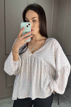 Летняя свободная блуза из вискозы с широкими замерами Панда 143440w молочный - фото 1