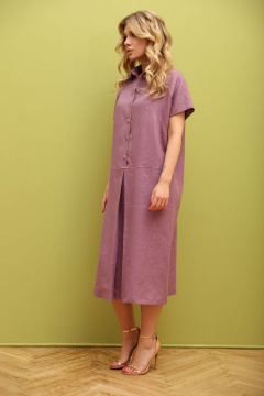 Летнее прямое платье из льна и текстиля со складкой LM ВИ3094 - фото 5