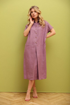 Летнее прямое платье из льна и текстиля со складкой LM ВИ3094 - фото 4