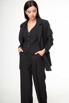 Брючный костюм с жилетом, черный, деловой стиль Anelli 1298 черный - фото 3