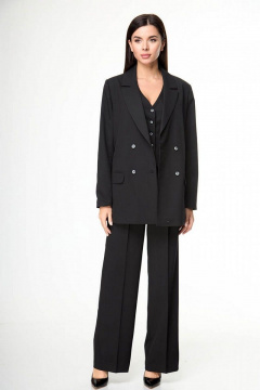 Брючный костюм с жилетом, черный, деловой стиль Anelli 1298 черный - фото 2