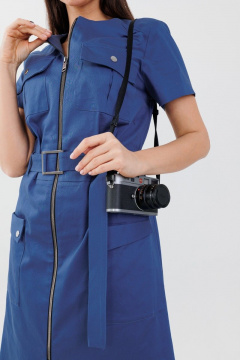 Платье струяное до колена из хлопка с молнией Anelli 1272 синий - фото 3