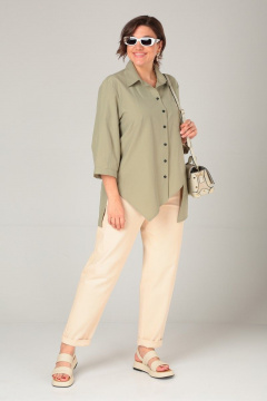 Брюки женские джинсовые с высокой талией и классикой GRATTO 3230 песок - фото 5